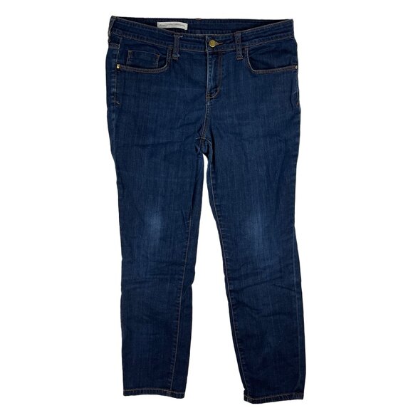 Anthropologie Pilcro Dark Wash Blue Jeans Sz 34 Stretch Denim Straight Mid-Rise - Picture 2 of 14